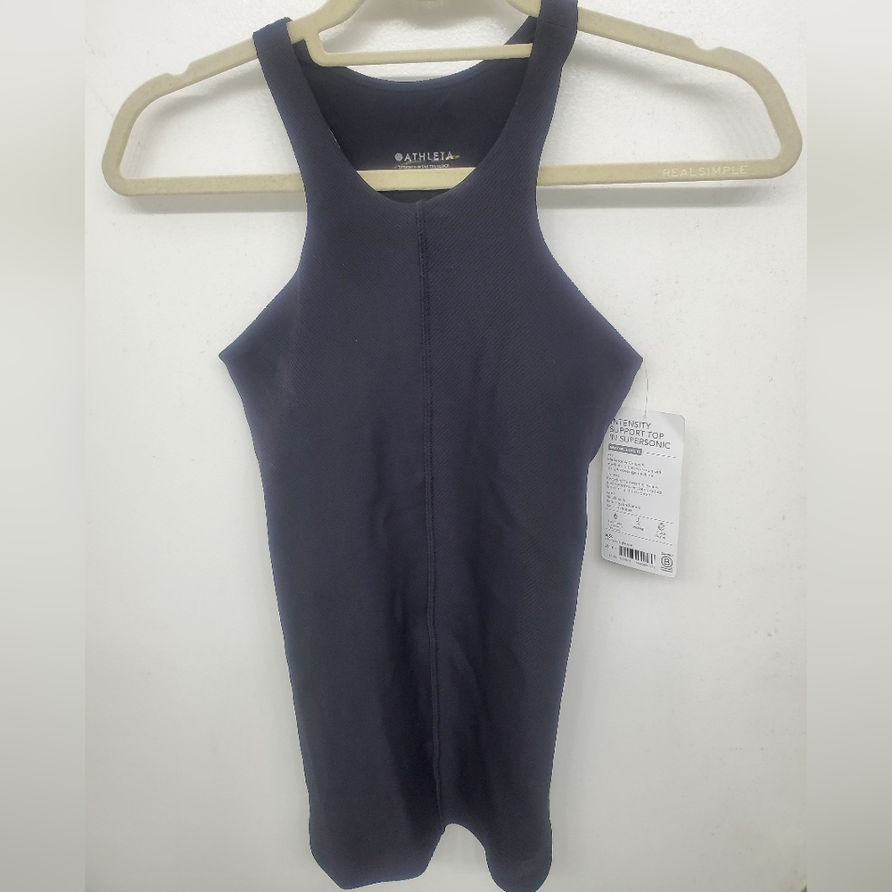 ATHLETA Intensity Support Top in Supersonic Black XS NWT